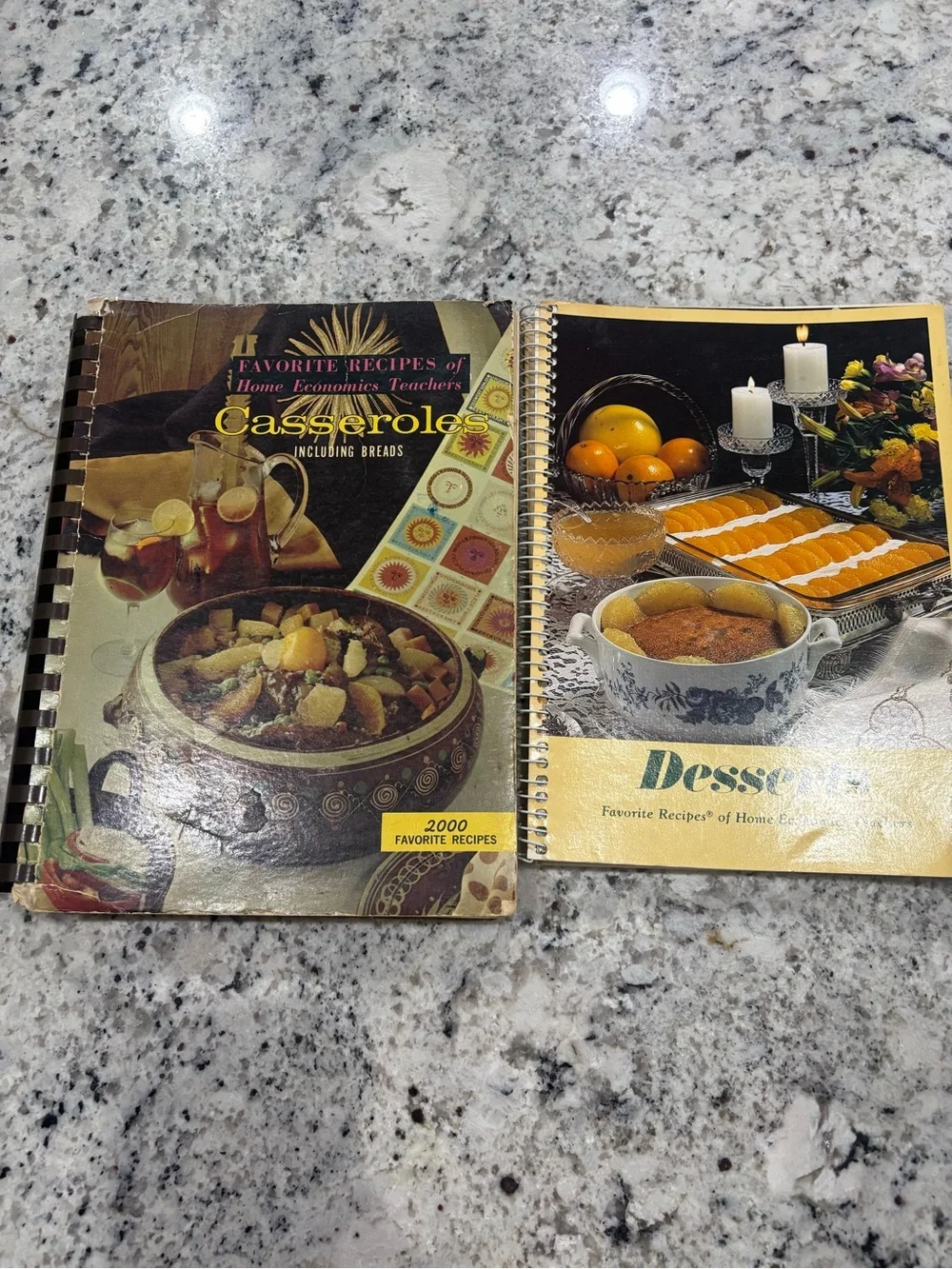 Lot of 2 Vtg Home Economics Teachers Cookbooks 1965 Casseroles & 1982 Desserts